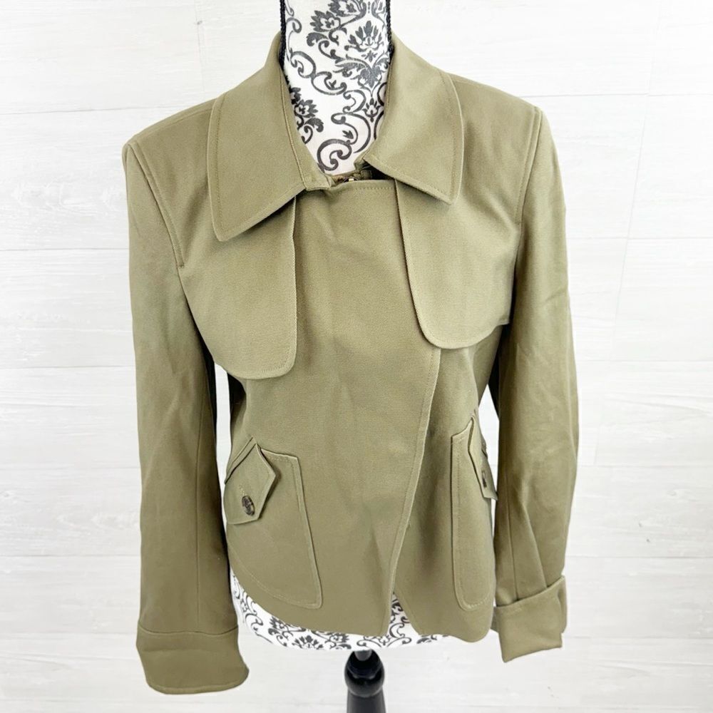 Ann Taylor Military Canvas Covered Zipper Jacket
